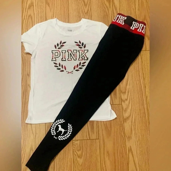 PINK Victoria's Secret Tops - PINK  VS TSHIRT/ LEGGINGS CLASSIC OUTFIT SET